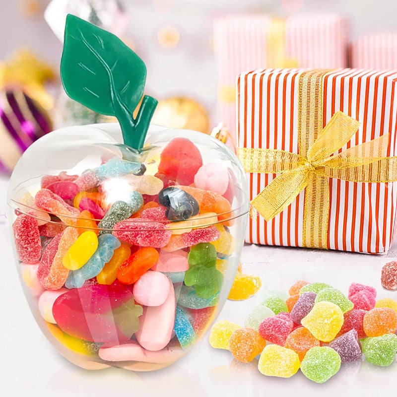 TABGACH Large Clear Apple Container Jar for Teachers ,Apple Shaped Candy Jar Back To School Teacher Appreciation Gift,Plastic Apple Classroom Wedding Valentine Day Party Christmas Decorations (8 Pack 17oz) - Image 3